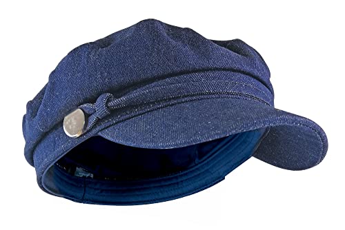 Sock Snob Ladies Cotton Casual Peaked Denim or Corduroy Baker Boy Hat Fiddler Cap with Rope - Style Heist