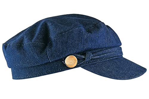 Sock Snob Ladies Cotton Casual Peaked Denim or Corduroy Baker Boy Hat Fiddler Cap with Rope - Style Heist