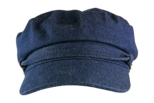 Sock Snob Ladies Cotton Casual Peaked Denim or Corduroy Baker Boy Hat Fiddler Cap with Rope - Style Heist