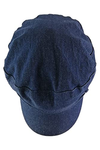 Sock Snob Ladies Cotton Casual Peaked Denim or Corduroy Baker Boy Hat Fiddler Cap with Rope - Style Heist