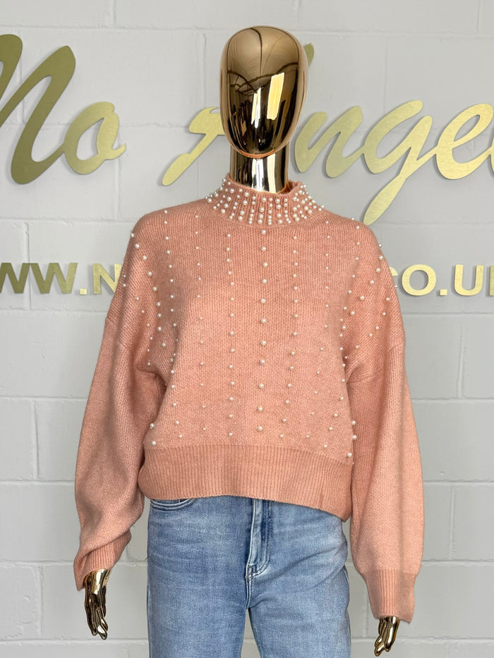Soft Knit Turtle Neck Pearl Detail Jumper (3 Colours)