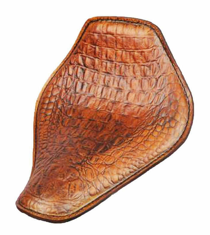Spring Solo Seat Chopper Harley Sportster 11x14 Snub Nose Tobacco Brn Alligator - Mother Road Customs