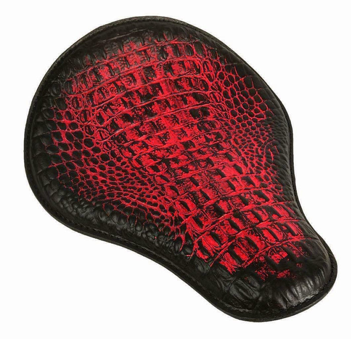 Spring Solo Seat Chopper Harley Sportster Bobber 12x13" Antique Red Alligator - Mother Road Customs