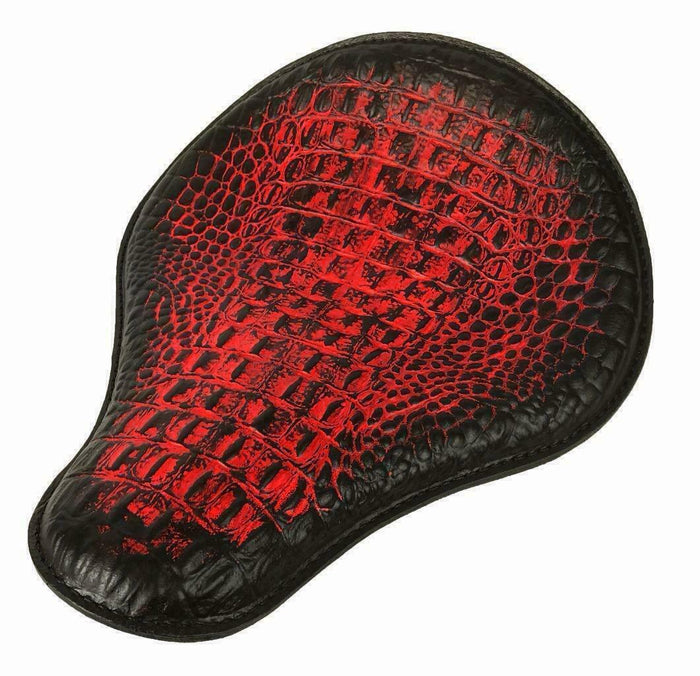 Spring Solo Seat Chopper Harley Sportster Bobber 12x13" Antique Red Alligator - Mother Road Customs