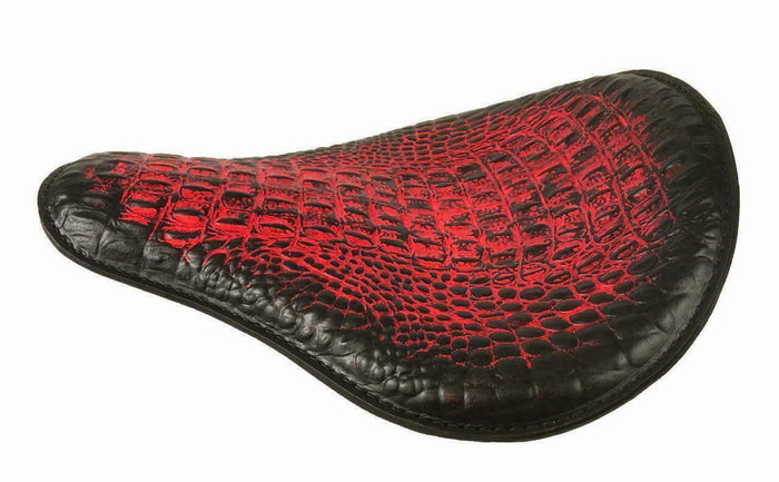 Spring Solo Seat Chopper Harley Sportster Bobber 12x13" Antique Red Alligator - Mother Road Customs