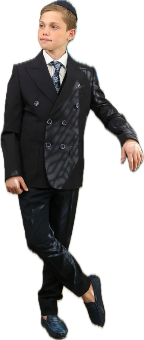 suit stretch double breasted pocket hankerchief blazer and pants - navy