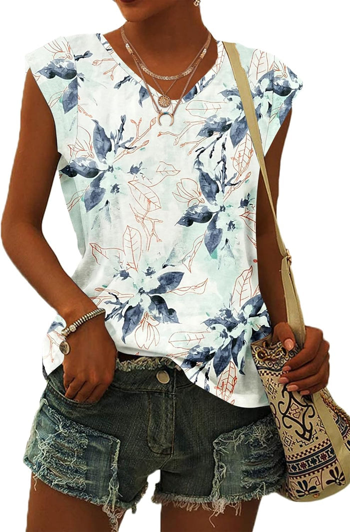 L / 01-white Green Flowers