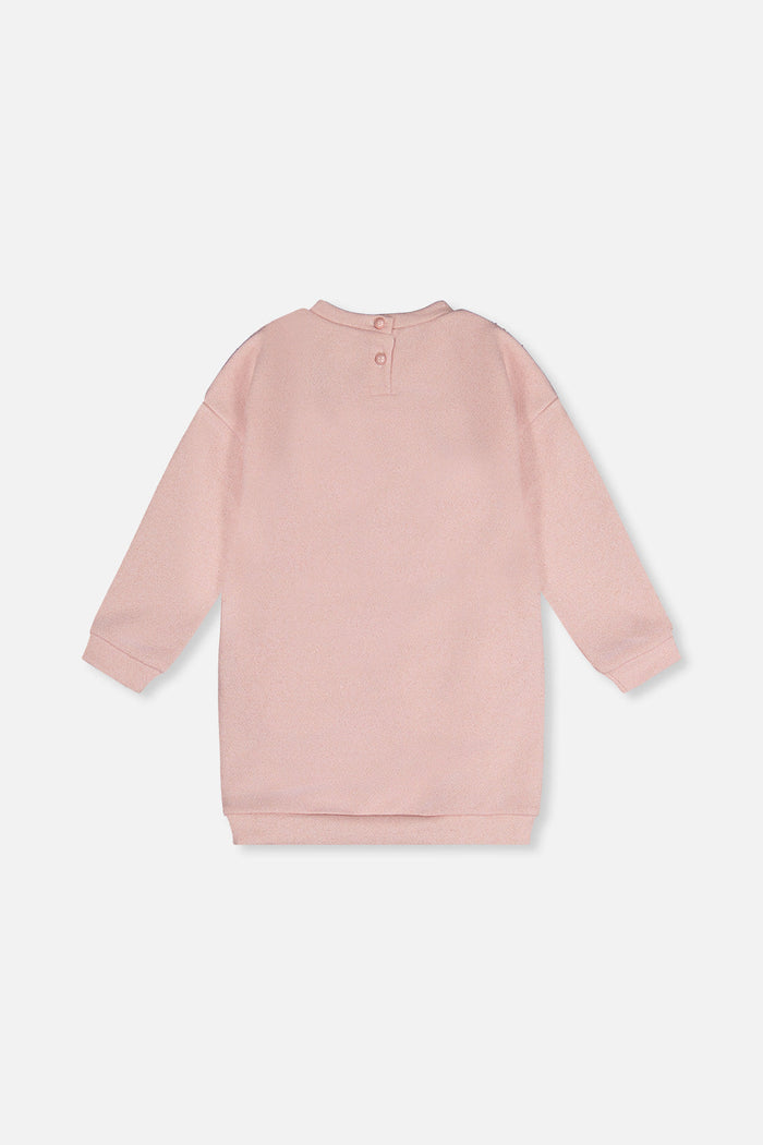 Deux par Deux dusty pink sweatshirt dress with sequins, back view