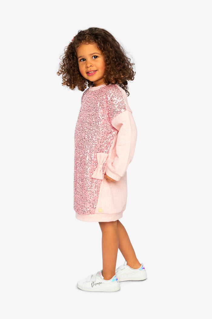 Deux par Deux dusty pink French terry sweatshirt dress, second lookbook view