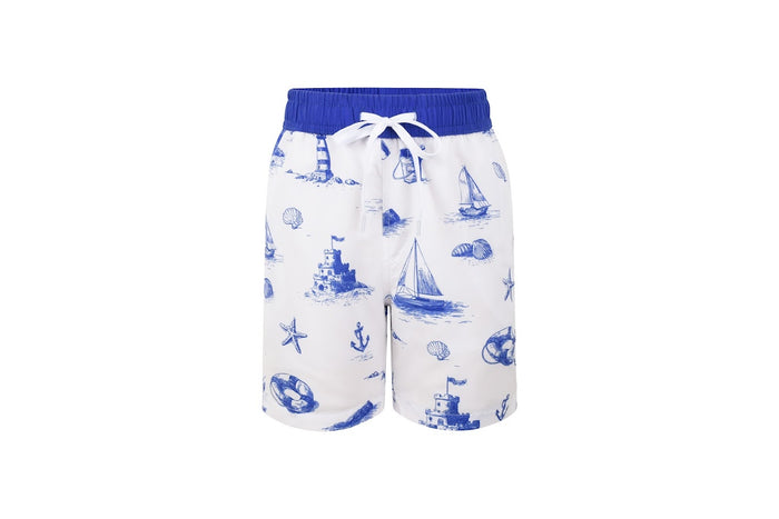 swim shorts toile print - blue