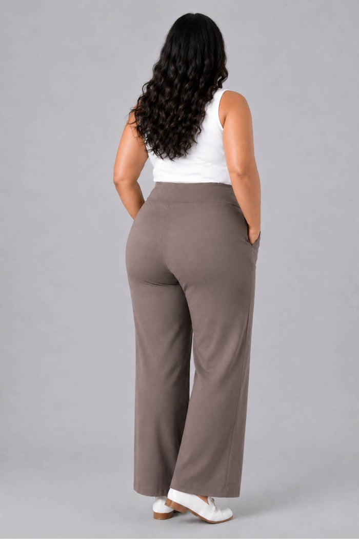 Taupe Tummy Shaping Wide Straight Pants