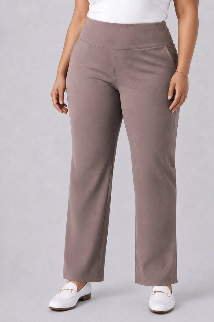 Taupe Tummy Shaping Wide Straight Pants