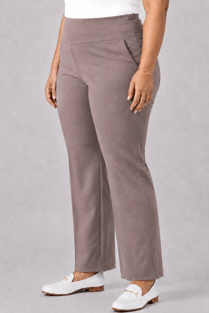 Taupe Tummy Shaping Wide Straight Pants