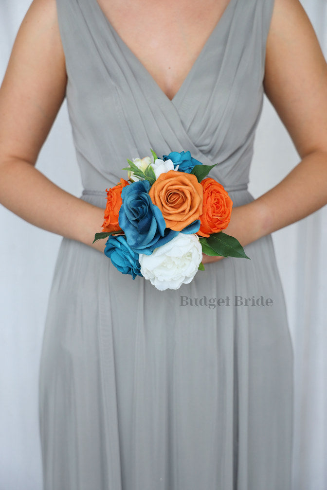 Teal and Terracotta Custom Wedding Bouquet - $39.50 | Raveena
