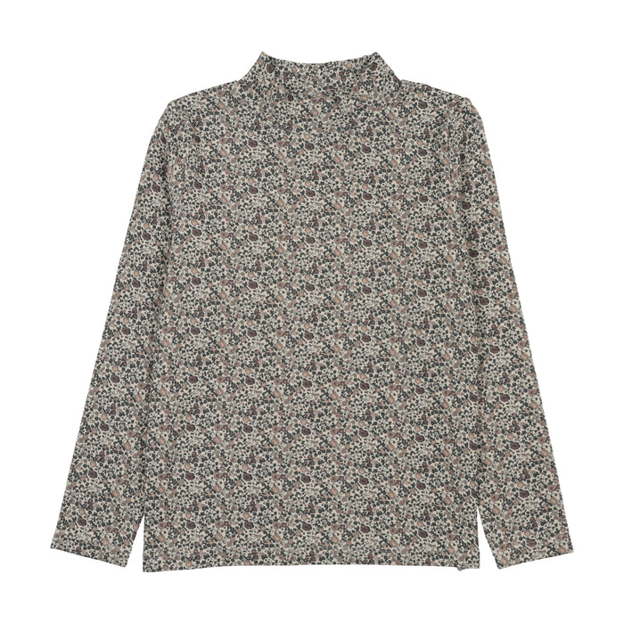 tee l/s printed mockneck - vintage purple print