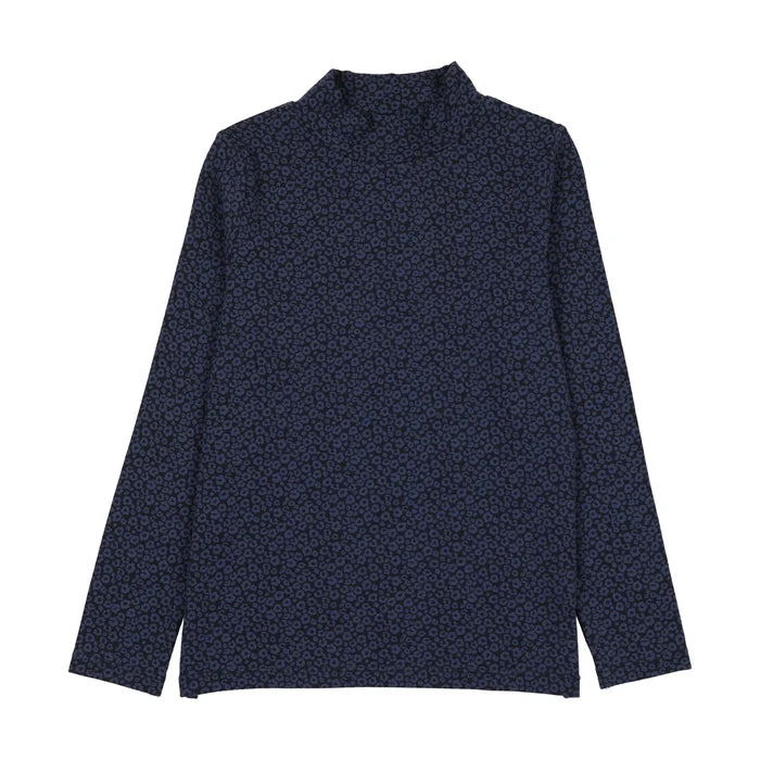 tee l/s sweet campaign printed mockneck - navy print