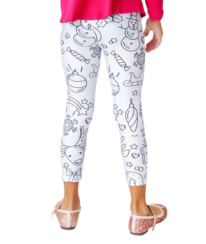 Terez Girl Christmas Coloring Leggings Distressed/seasonal girls Terez