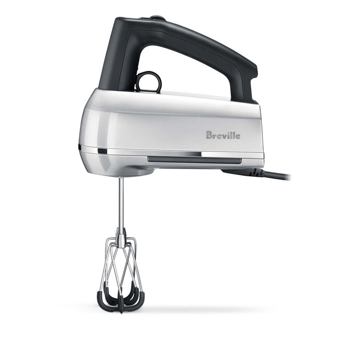 Breville Handy Mix Scraper™ blender and mixer with stainless steel body and mixing attachments, compact kitchen appliance.