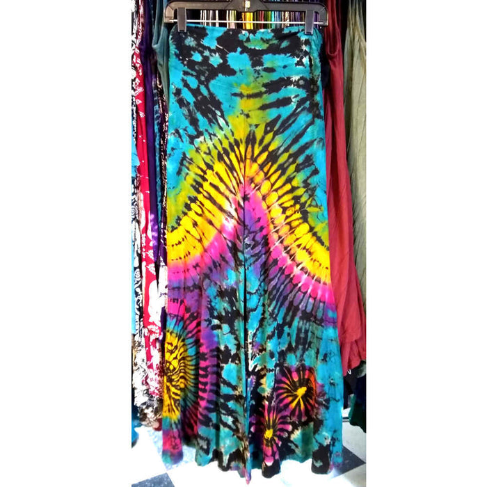 Tie Dye Wide Leg Pants, blue rainbow