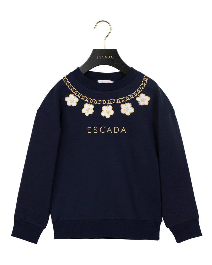 top l/s charm necklace logo sweatshirt - navy blazer-776