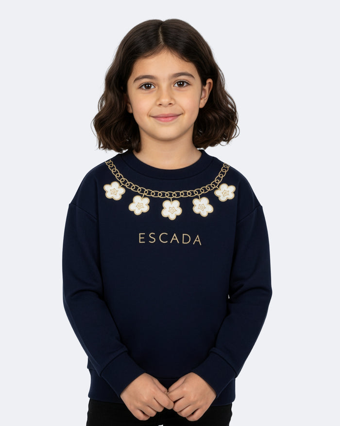 top l/s charm necklace logo sweatshirt - navy blazer-776