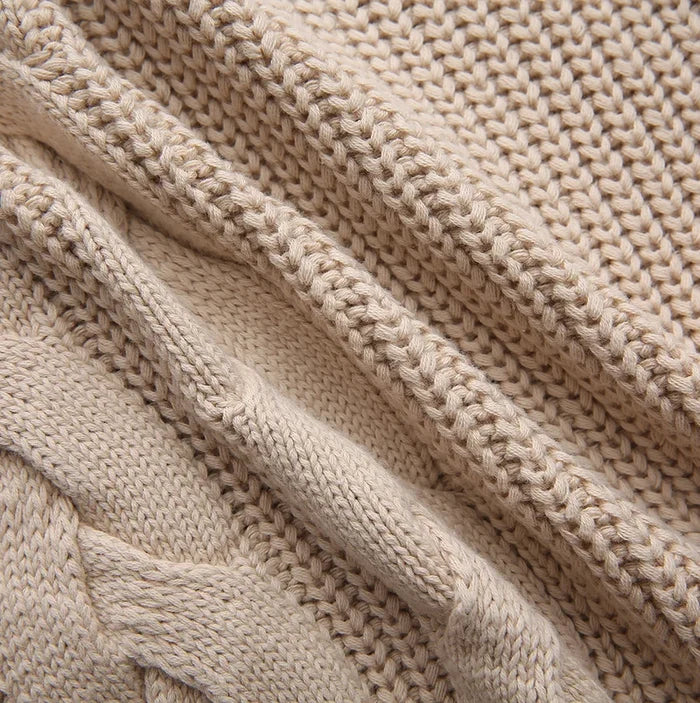 top l/s chunky cable knit sweater with attached turtleneck - oatmeal