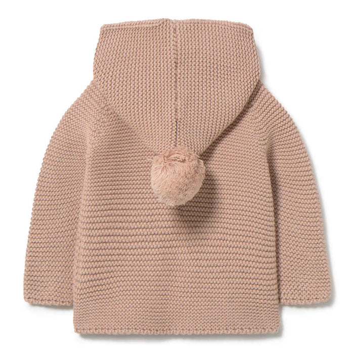 top l/s chunky knit hooded cardigan - candy
