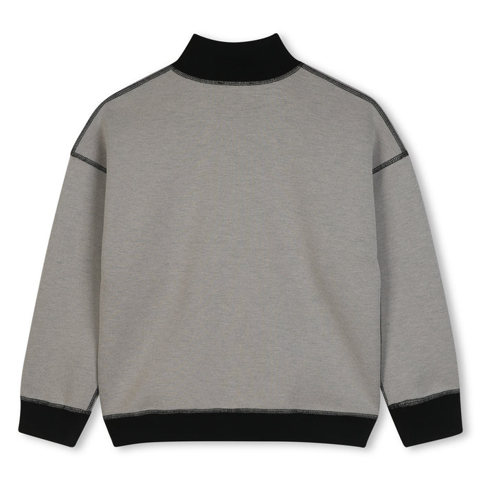 top l/s color trim quarter zip sweatshirt - beige/black-p90