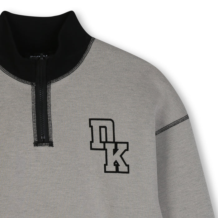 top l/s color trim quarter zip sweatshirt - beige/black-p90