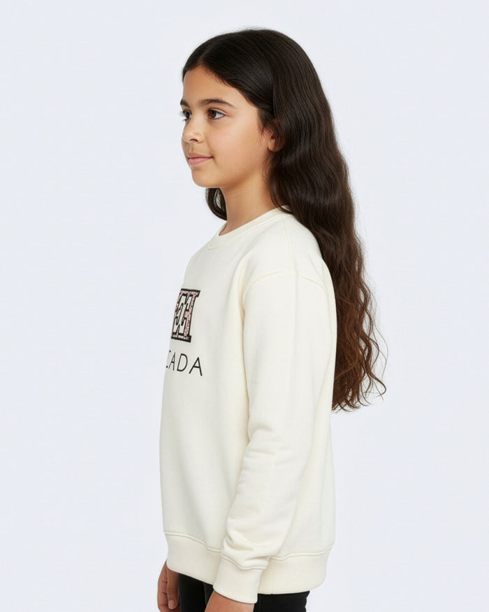 top l/s design logo sweatshirt - lambs wool-302