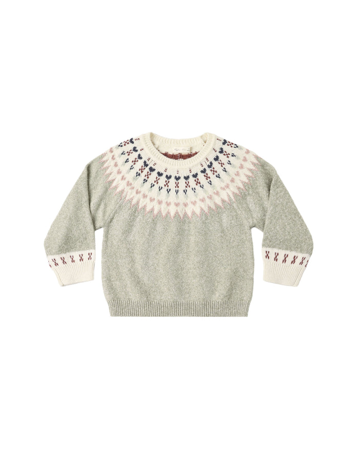 top l/s fair isle sweater - sage