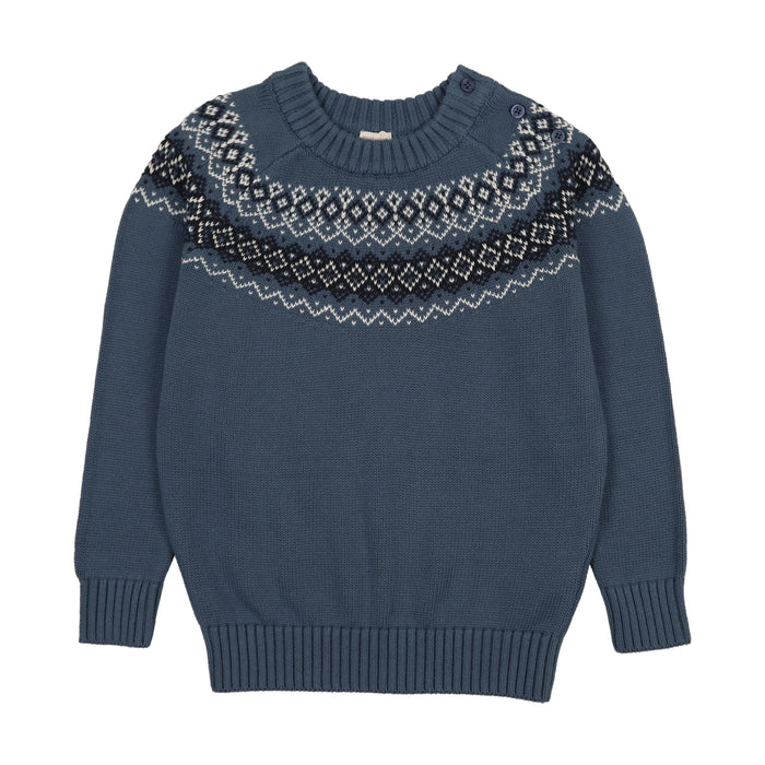top l/s heirloom knit sweater - dried blue