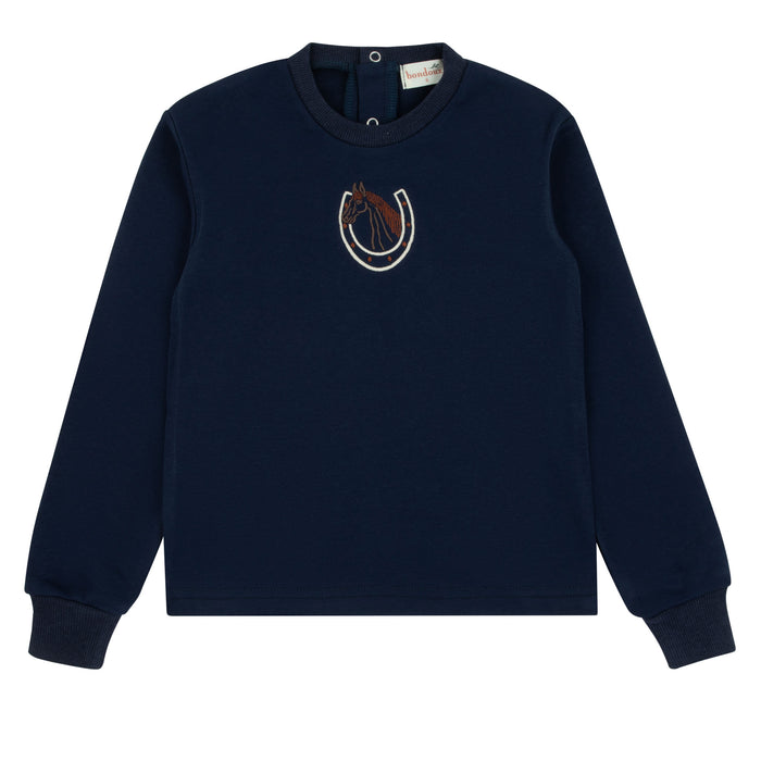 top l/s horse shoe graphic sweatshirt - classic navy