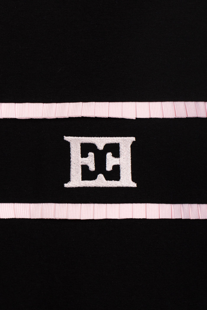 top l/s logo ruffle stripe sweatshirt - jet black-091