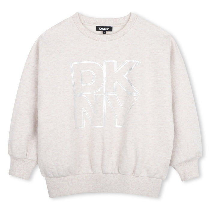 top l/s metallic logo sweatshirt - chine beige-c10