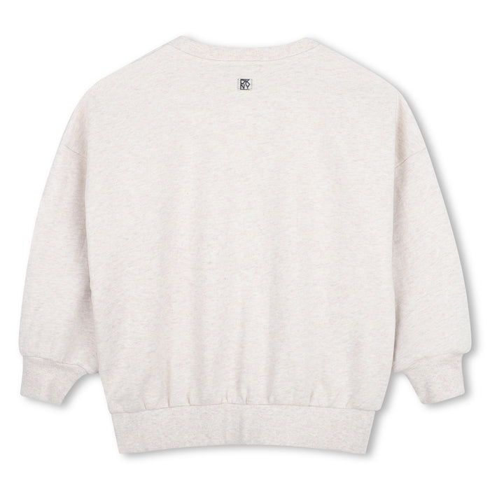 top l/s metallic logo sweatshirt - chine beige-c10