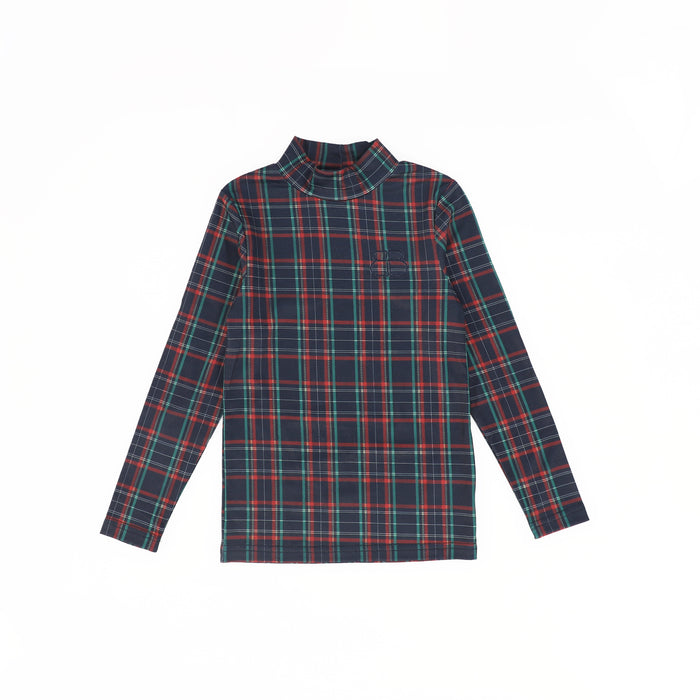top l/s modal plaid turtleneck - navy