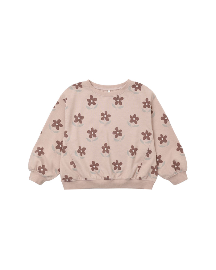 top l/s oversized daisy sweatshirt - rosewood