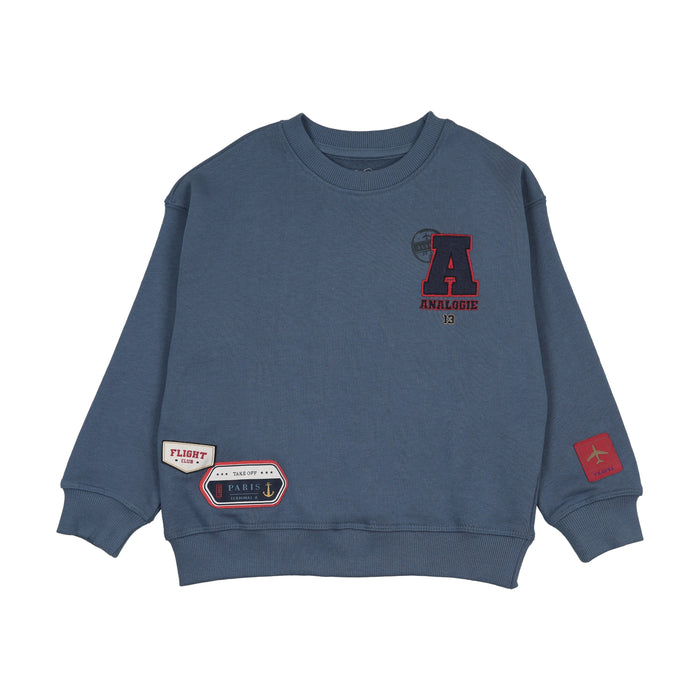 top l/s patch sweatshirt - vintage blue
