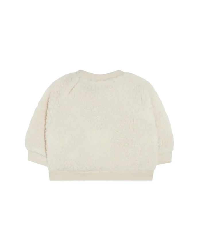 top l/s sherpa smiley sweatshirt - ecru