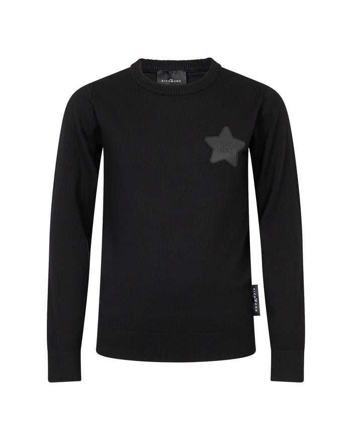 top l/s star logo sweater - black