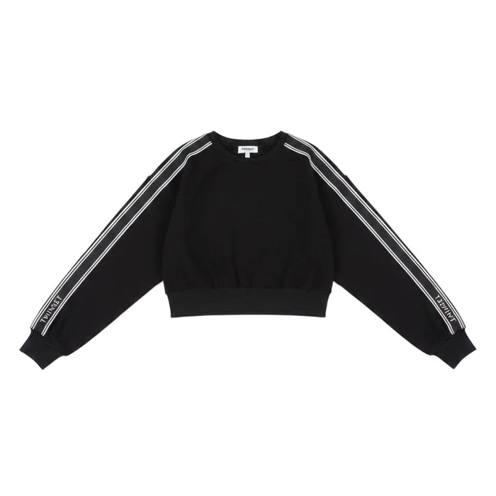 top l/s striped sleeve logo sweatshirt  - black