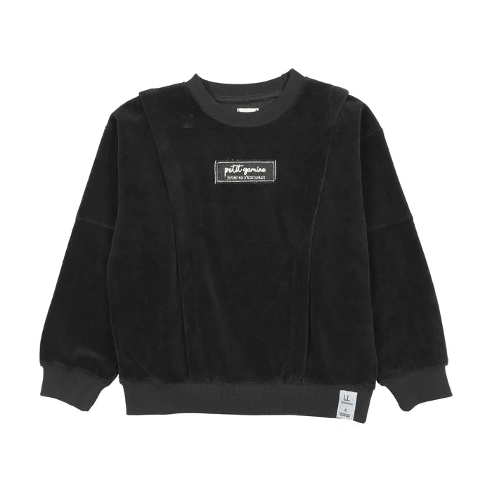 top l/s velour sweatshirt - black