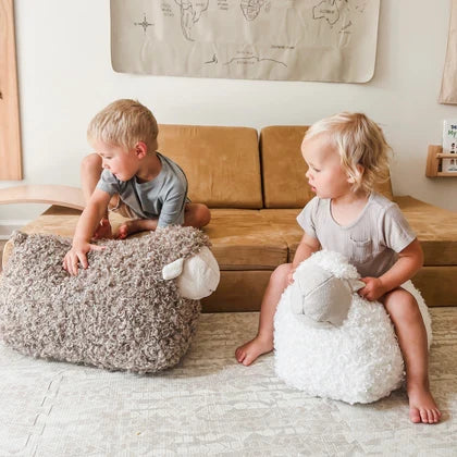toy baa baa sheep pouf ride on toy - cream