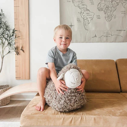 toy baa baa sheep pouf ride on toy - taupe