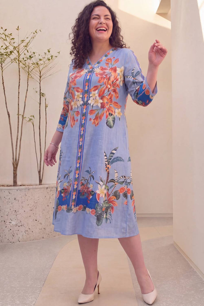 Tropical Bloom Plus Size Midi Dress