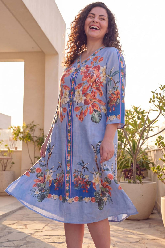Tropical Bloom Plus Size Midi Dress