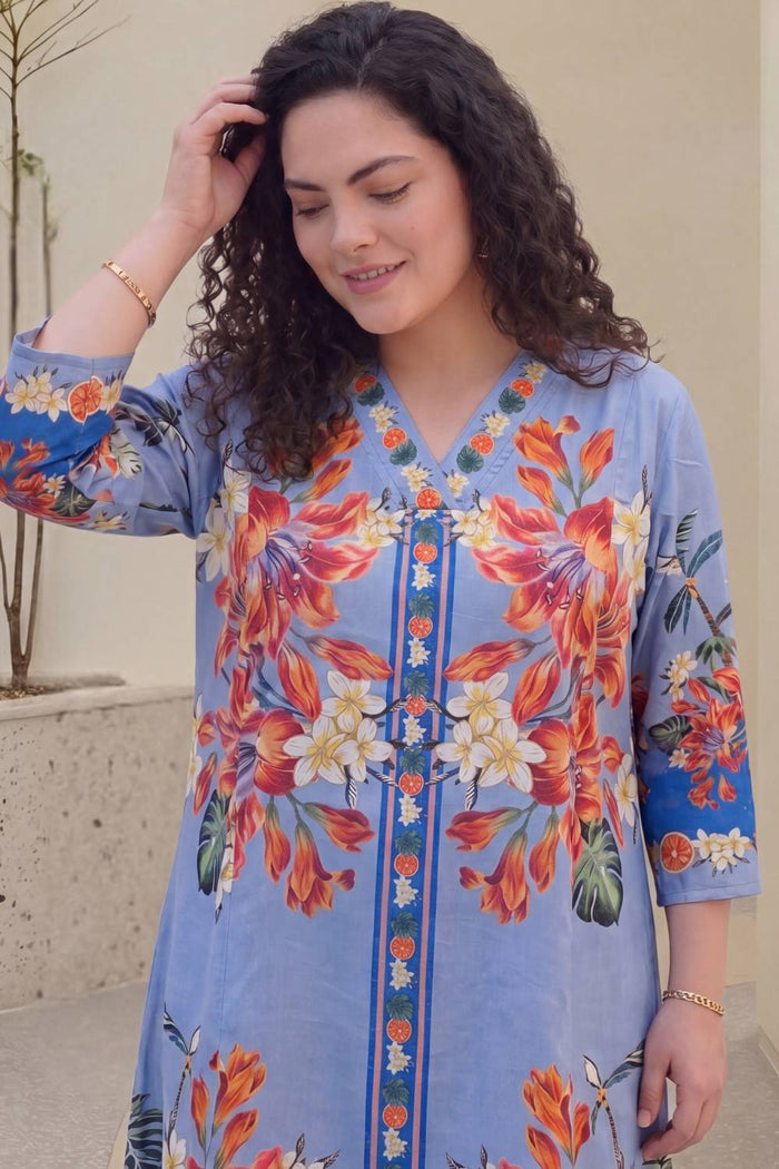 Tropical Bloom Plus Size Midi Dress