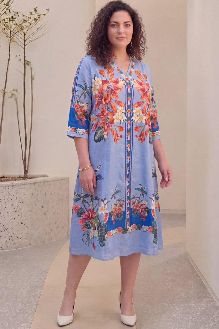 Tropical Bloom Plus Size Midi Dress