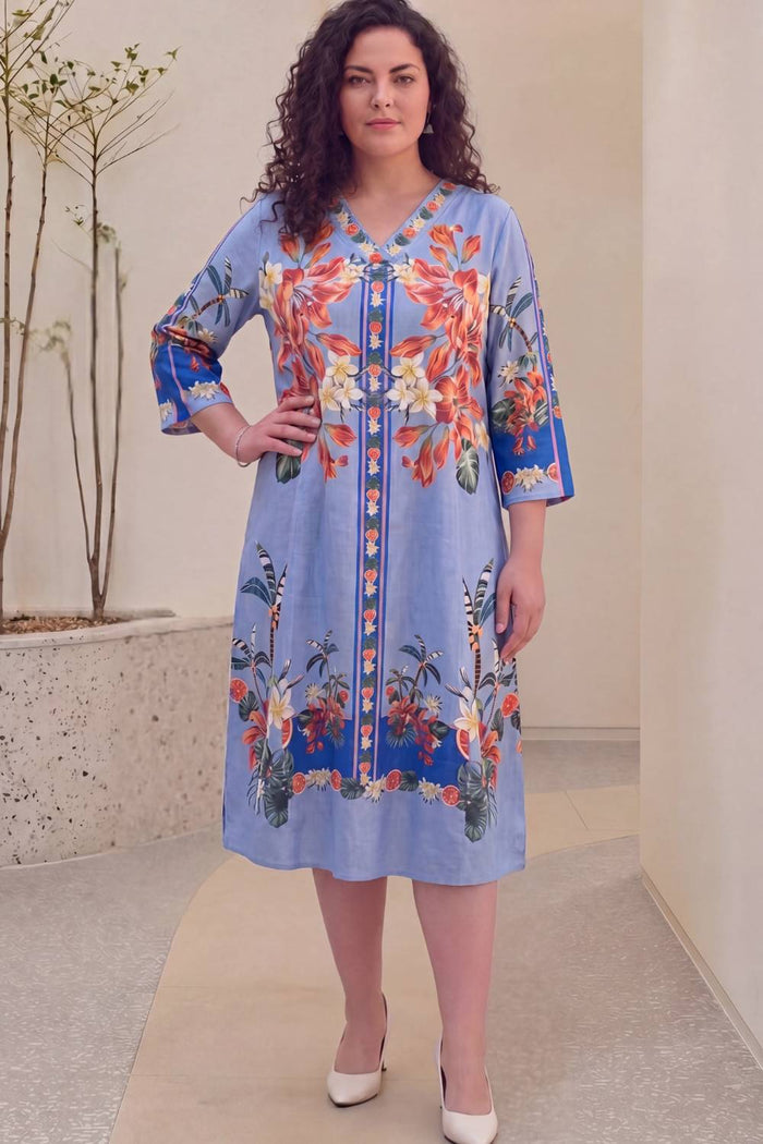 Tropical Bloom Plus Size Midi Dress